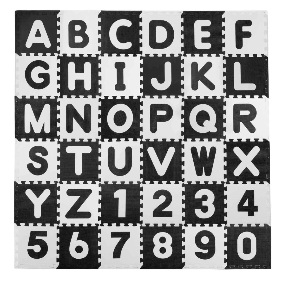Detská penová podložka PUZZLE písmená a čísla - 30x30 cm