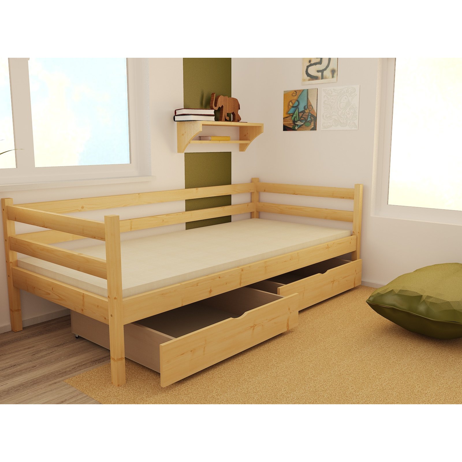 Detska Posteľ Z Masivu 200x90 Cm So Zasuvkami Dp028 E Shop
