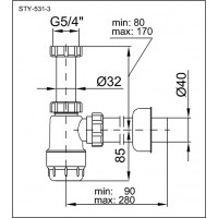 Umývadlový sifón STY-531-3