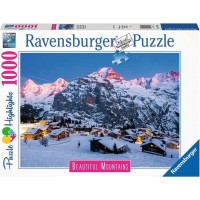 RAVENSBURGER Puzzle Dych vyrážajúce hory: Bernská vysočina, Murren vo Švajčiarsku 1000 dielikov