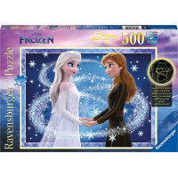 RAVENSBURGER Svietiace puzzle Ľadové kráľovstvo: Sestry Anna a Elsa 500 dielikov