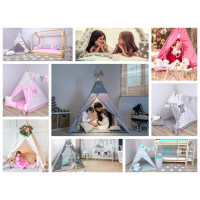 Detský stan TEEPEE (TÝPIE) HVIEZDIČKY MÁTOVÝ/ŠEDÝ + doplnky