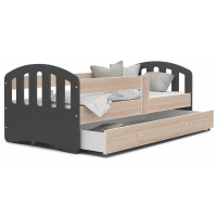 Detská posteľ so zásuvkou HAPPY - 180x80 cm - sonoma-šedá