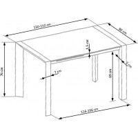 Jedálenský stôl STAN - 130(210)x80x76 cm - rozkladací - biely