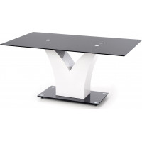 Jedálenský stôl VESNA 160x90x76 cm - biely/čierne sklo