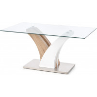 Jedálenský stôl VILMA 160x90x76 cm - dub sonoma/biely/sklo