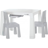 FREEON Plastový stolík so stoličkami Neo, biela, sivá