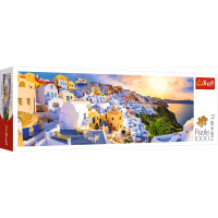 TREFL Panoramatické puzzle Západ slnka na Santorini, Grécko 1000 dielikov