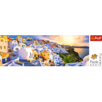 TREFL Panoramatické puzzle Západ slnka na Santorini, Grécko 1000 dielikov