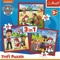 TREFL Puzzle Tlapková patrola: Veselí psíci 3v1 (20,36,50 dielikov)