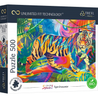 TREFL Puzzle UFT Color Splash: Stretnutie s tigrom 500 dielikov