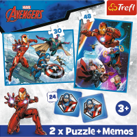 TREFL Sada 3v1 Avengers: Hrdinovia v akcii (2x puzzle + pexeso)