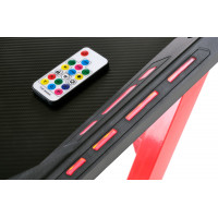 Herný PC stôl DRAKE s LED osvetlením - čierny/červený