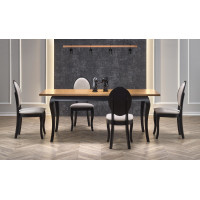Jedálenský stôl WILLIAM - 160(240)x90x76 cm - rozkladací - dub tmavý/čierny