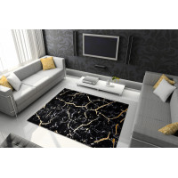 Kusový koberec Gloss 410A 86 3D mramor black/gold