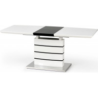 Jedálenský stôl SEAN - 140 (180) x80x76 cm - rozkladací - biely / čierny