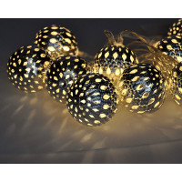 LED reťaz vianočné gule strieborné - 10 LED - reťaz