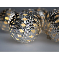 LED reťaz vianočné gule strieborné - 10 LED - reťaz