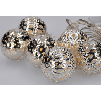 LED reťaz vianočné gule strieborné - 10 LED - reťaz