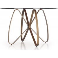 Jedálenský stôl MATTHEW - 120x70 cm - hnedý/zlatý