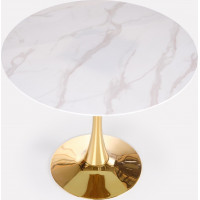 Jedálenský stôl MARIO - 90x75 cm - biely mramor/zlatý