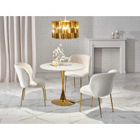 Jedálenský stôl MARIO - 90x75 cm - biely mramor/zlatý