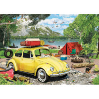 EUROGRAPHICS Puzzle v plechovej krabičke Volkswagen Chrobák v kempe 550 dielikov
