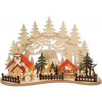 LED vianočné mestečko s kostolom 30x19 cm