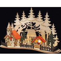 LED vianočné mestečko s kostolom 30x19 cm