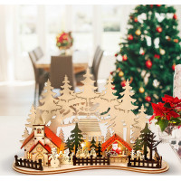 LED vianočné mestečko s kostolom 30x19 cm