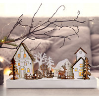 LED vianočná dedinka 34x17 cm