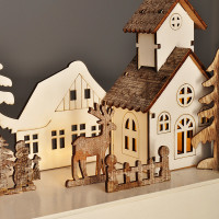LED vianočná dedinka 34x17 cm