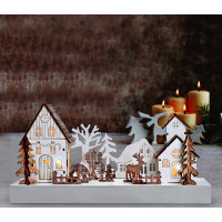 LED vianočná dedinka 34x17 cm