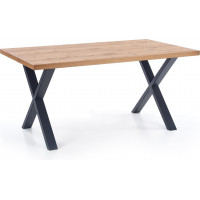 Jedálenský stôl ANTON - 160(250)x90x76 cm - rozkladací - dub svetlý/čierny