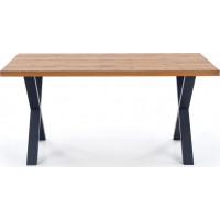 Jedálenský stôl ANTON - 160(250)x90x76 cm - rozkladací - dub svetlý/čierny