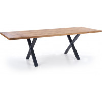 Jedálenský stôl ANTON - 160(250)x90x76 cm - rozkladací - dub svetlý/čierny