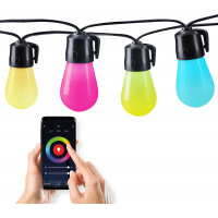 LED smart vonkajšia reťaz s RGB žiarovkami - bluetooth - 15 žiaroviek