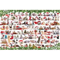 EUROGRAPHICS Puzzle v plechovej krabičke Vianočné mačky 1000 dielikov
