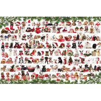 EUROGRAPHICS Puzzle v plechovej krabičke Vianočné psy 1000 dielikov