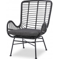 Záhradné ratanové kreslo INDI 2 - čierne / šedé