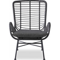 Záhradné ratanové kreslo INDI 2 - čierne / šedé