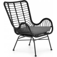 Záhradné ratanové kreslo INDI 2 - čierne / šedé