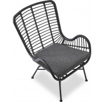 Záhradné ratanové kreslo INDI 2 - čierne / šedé