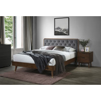 Čalúnená posteľ CHARLEY 200x160 cm - šedá/orech