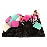 Plyšový detský koberec ČIERNY