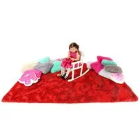 Plyšový detský koberec ČERVENÝ