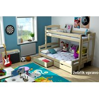 Detská poschodová posteľ s rozšíreným spodným łóżkom - umiestnenie rebríky VPRAVO