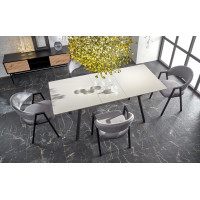 Jedálenský stôl DARREN 2 140(180)x80x74 cm rozkladací - svetlo šedý/čierny