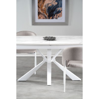 Jedálenský stôl FEDERICO - 160(200)x89x78 cm - rozkladací - biely mramor/biely