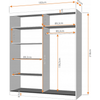 Šatní skříň SILVIA 183 - beton (více variant)